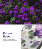 iPhone 14 Pro Case | Fusion Design - A clear phone case featuring a purple rose and gold butterfly illustration.