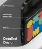iPhone 14 Pro Max Case | Onyx Design - Close-up of phone case showing non-slip texture, lanyard holes, and soft TPU material.