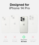 iPhone 14 Pro Case | Onyx Design - Comparison chart highlighting iPhone 14 Pro compatibility with a green checkmark.