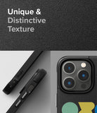 iPhone 14 Pro Case | Onyx Design - Textured black phone case showing side buttons and triple-lens camera module.