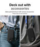 iPhone 14 Pro Case | Onyx - Two people wearing black phone cases attached to colorful branded neck straps.
