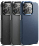 iPhone 14 Pro Case | Onyx - Three textured iPhone 14 Pro cases in black, gray, and blue arranged side-by-side.