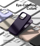 iPhone 14 Pro Case | Silicone - Multiple iPhone 14 Pro cases in various colors arranged on a surface with text overlays.