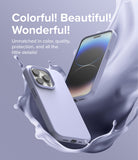 iPhone 14 Pro Case | Silicone - Lavender iPhone 14 Pro case floating amidst a splash of matching purple liquid.