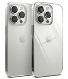iPhone 14 Pro Case | Slim - Two clear iPhone 14 Pro cases shown from the back, highlighting the triple camera and Apple logo.