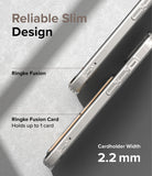 iPhone 14 Case | Fusion Card - Side profile of a slim clear phone case with a 2.2mm cardholder slot for one card.
