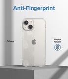 iPhone 14 Case | Fusion Matte - Comparison showing a fingerprint-covered standard case versus a clean Ringke Fusion matte case.