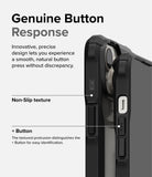 iPhone 14 Case | Fusion-X - Close-up of black phone case highlighting textured buttons and precise design for tactile response.