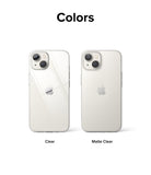 iPhone 14 Case | Slim - Two iPhone 14 phones side-by-side, one in a glossy clear case and one in a matte clear case.