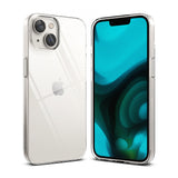 iPhone 14 Plus Case | Slim - Clear protective case shown from front and back on an iPhone 14 Plus with a blue screen.