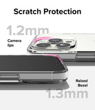 iPhone 15 Pro Max Case | Air - Clear phone case showing 1.2mm camera lips and 1.3mm raised screen bezel for scratch protection.
