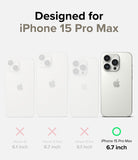 iPhone 15 Pro Max Case | Air - Comparison chart showing iPhone 15 Pro Max is the only compatible model with a green check.