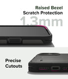 iPhone 15 Pro Max Case | Alles - Close-up of phone case showing 1.3mm raised bezel for screen protection and precise cutouts.