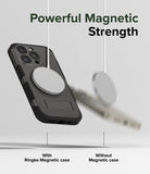 iPhone 15 Pro Max Case | Alles - A Ringke magnetic case securely attached to a charger versus a phone falling off.