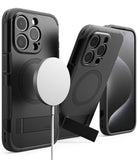 iPhone 15 Pro Max Case | Alles - Black rugged phone cases with MagSafe charging, integrated kickstands, and screen view.