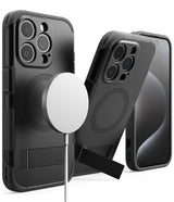 iPhone 15 Pro Max Case | Alles - Black rugged phone cases with MagSafe charging, integrated kickstands, and screen view.