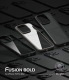 iPhone 15 Pro Max Case | Fusion Bold - Two Fusion Bold cases with clear backs and dark frames on a black background.