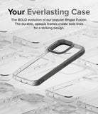 iPhone 15 Pro Max Case | Fusion Bold - A gray Fusion Bold phone case centered over a background of clear phone cases.