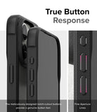 iPhone 15 Pro Max Case | Fusion Bold - Close-up of black phone case buttons with notch-cutout design for tactile response.