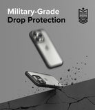 iPhone 15 Pro Max Case | Fusion Bold - Two iPhones in protective cases bouncing off a cracked surface with debris.