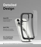 iPhone 15 Pro Max Case | Fusion Bold - Exploded view of a phone case showing hard PC and soft TPU layers with text labels.