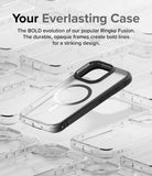 iPhone 15 Pro Max Case | Fusion Bold Magnetic - A clear phone case with a black frame and MagSafe ring on a reflective surface.