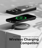 iPhone 15 Pro Max Case | Fusion Bold Magnetic - Black phone case on a wireless charging pad showing a charging icon.