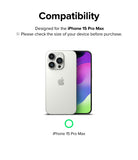 iPhone 15 Pro Max | Camera Protector Glass [2 Pack] - Compatibility graphic showing a white iPhone 15 Pro Max.