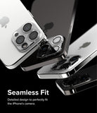 iPhone 15 Pro Max | Camera Protector Glass [2 Pack] - iPhone 15 Pro Max | Camera Protector Glass - Multiple iPhones with glass camera lens protectors against a black background.