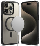 iPhone 15 Pro Max Case | Fusion Bold Magnetic - Matte black case with MagSafe ring, shown from front and back views.