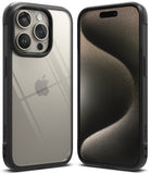 iPhone 15 Pro Max Case | Fusion Bold - Front and back views of a black protective phone case with a clear back panel.