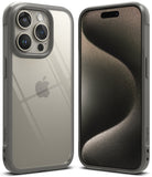 iPhone 15 Pro Max Case | Fusion Bold - Front and back views of a gray protective phone case with a clear back panel.
