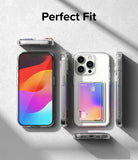 iPhone 15 Pro Max Case | Fusion Card - Clear phone case with a gradient card holder, shown from multiple angles.