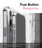 iPhone 15 Pro Max Case | Fusion Card - Clear phone case showing detailed button cutouts for tactile response.