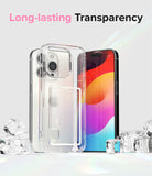 iPhone 15 Pro Max Case | Fusion Card - Clear phone case with card slot on a white background surrounded by ice cubes.