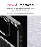 iPhone 15 Pro Max Case | Fusion Card - Close-up of a clear phone case edge next to a pile of raw TPU plastic pellets.