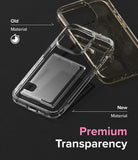 iPhone 15 Pro Max Case | Fusion Card - Comparison of a yellowed, scratched old phone case and a clear, new premium case.