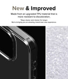 iPhone 15 Pro Max Case | Fusion - Close-up of a clear phone case corner next to raw TPU plastic pellets.
