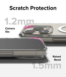 iPhone 15 Pro Max Case | Fusion Magnetic - Clear phone case showing 1.2mm camera lens and 1.5mm screen bezel protection.