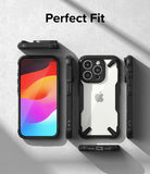 iPhone 15 Pro Max Case | Fusion-X - Multiple views of a black protective phone case showing front, back, and side profiles.