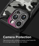 iPhone 15 Pro Max Case | Fusion-X - Close-up of phone case highlighting 1.2mm raised camera edges for lens protection.