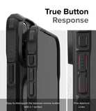 iPhone 15 Pro Max Case | Fusion-X Magnetic Matte Black - iPhone 15 Pro Max Case - Matte black phone case showing tactile, responsive volume buttons with a plus symbol indicator.