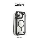 iPhone 15 Pro Max Case | Fusion-X Magnetic Matte Black - Matte black rugged case with MagSafe ring on a white phone.