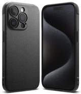 iPhone 15 Pro Max Case | Onyx - Matte black textured phone case shown from back and front views on a white background.