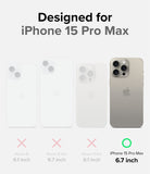 iPhone 15 Pro Max Case | Onyx - Comparison chart showing iPhone 15 Pro Max is the only compatible model with a green check.