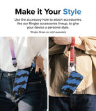 iPhone 15 Pro Max Case | Onyx Design - Two people wearing blue patterned phone cases attached to colorful straps.