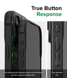 iPhone 15 Pro Max Case | Onyx Design - Close-up of phone case buttons with notch-cutouts for tactile response.