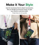 iPhone 15 Pro Max Case | Onyx Design - Two people wearing phones with paint-splatter cases attached to colorful lanyards.