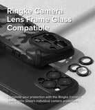 iPhone 15 Pro Max Case | Onyx - Black phone case with individual camera lens protectors and camo pattern back.