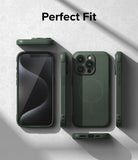 iPhone 15 Pro Max Case | Onyx Magnetic - Multiple views of a dark green phone case showing front, back, and side profiles.